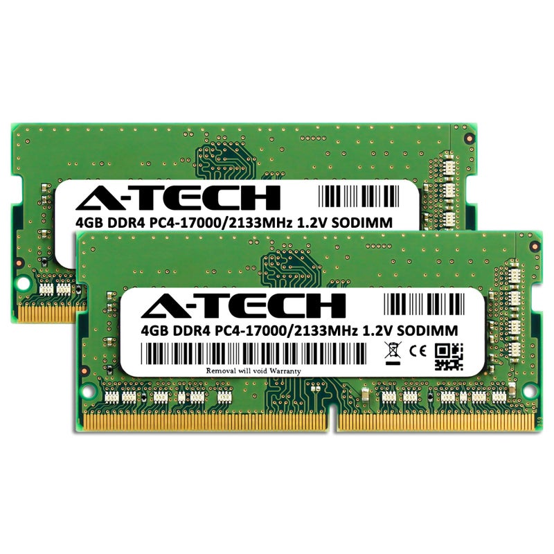 A-TECH ذاكرة رام لابتوب A-Tech 8GB (2x4GB) DDR4 2133 MHz SODIMM PC4-17000 (PC4-2133P) CL15 غير ECC - Image 2